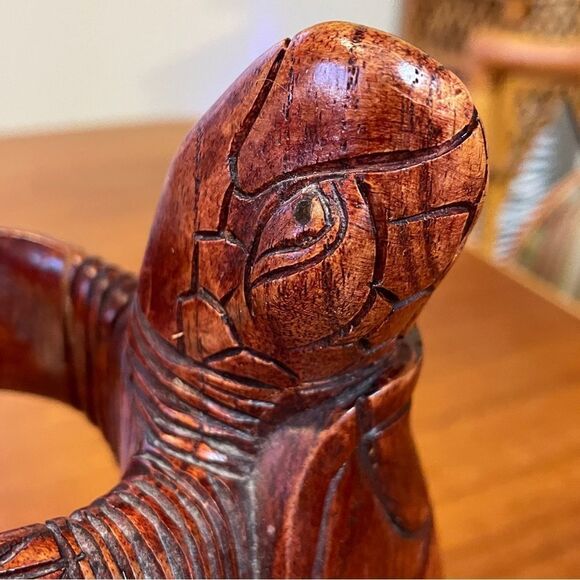 Hand Carved Wooden Turtle Wine Bottle Holder - Picture 10 of 15
